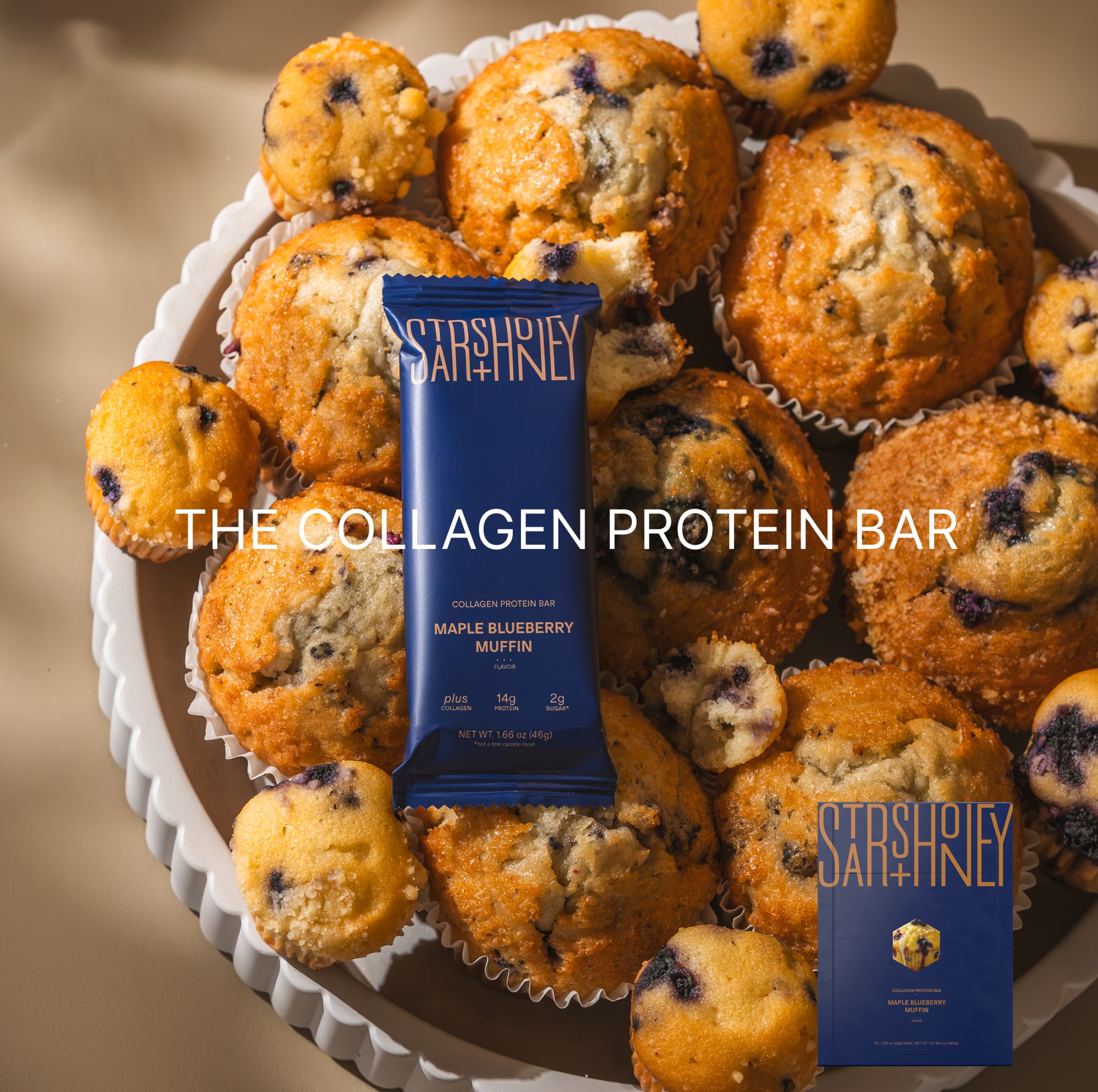 Product Image number 0 for Stars + Honey | The Protein Bar – Maple Blueberry Muffin, All natural ingredients with added collagen, Gluten Free, Dairy Free, Soy Free, No Seed Oils, and No Sugar Alcohols.